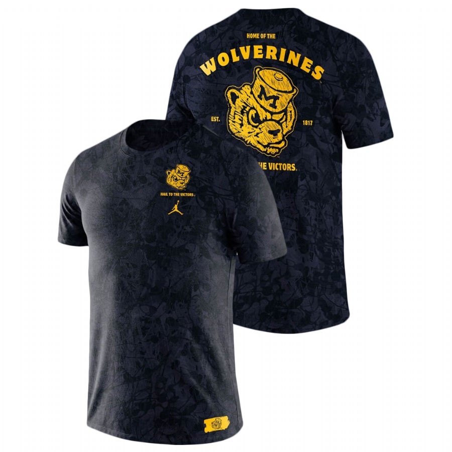 Michigan Wolverines Men's NCAA Navy Statement Tri-Blend College Basketball T-Shirt EGT1449EV